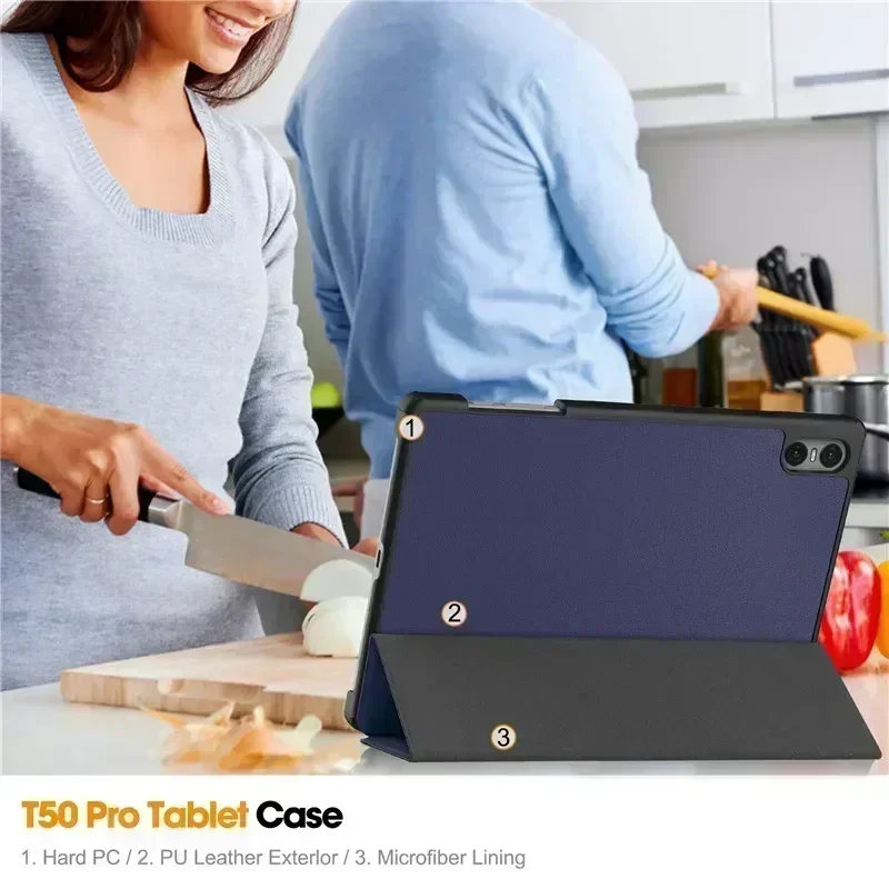 Casing kulit untuk Teclast t50 pro, casing 11 "lipat tiga, pelindung cerdas kulit magnetik untuk Teclast t50 pro 2023 Tablet