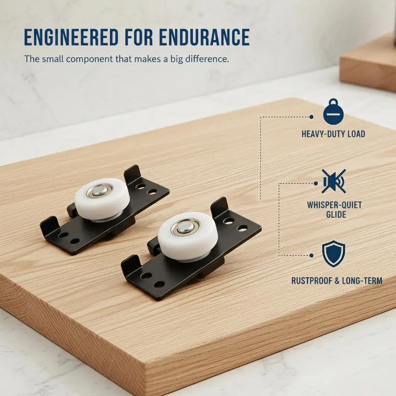 Sliding Door Roller Replacement Part Heavy Duty Smooth Nylon Wheel Sturdy Metal Bracket for Bathroom  Upgrade
