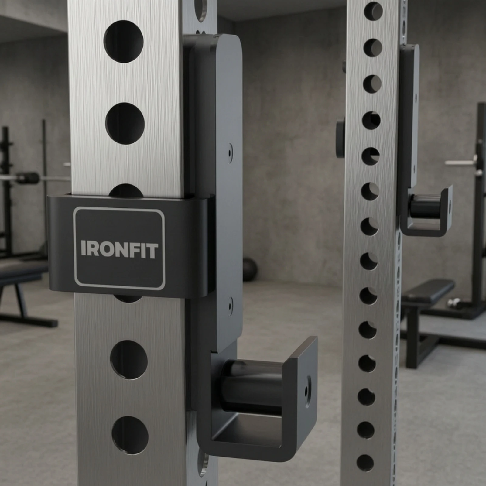 Barbell Rack Hooks Heavy-Duty Squat Rack Hooks with Attractive Pin Attractive Position Marker Long-Wearing Hardware Easy to Use