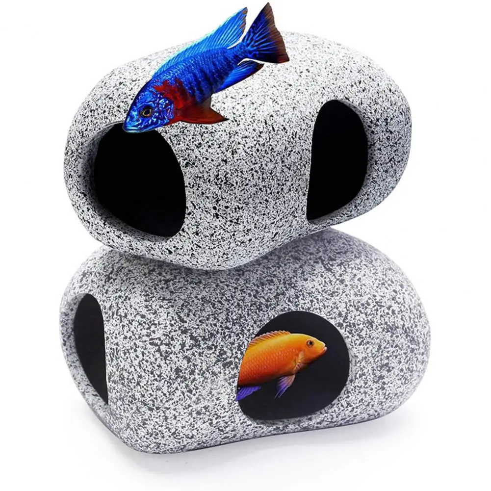 High Quality Aquarium Cave Safe Delicate Aquarium Decoration Rock Cave  Landscaping Hiding Stone House for Aquarium