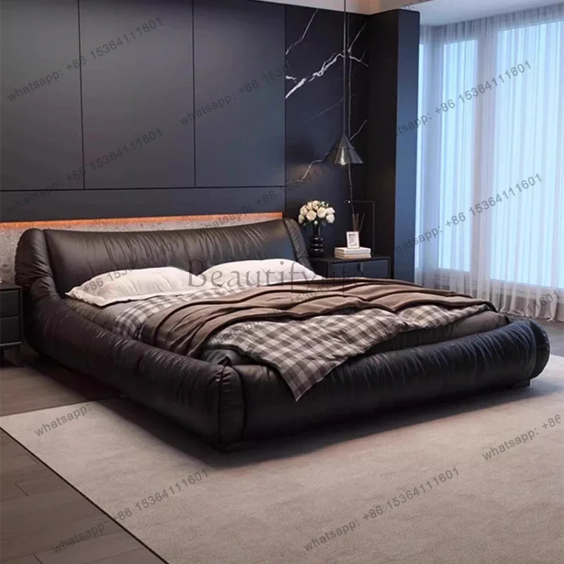 Bedroom Furniture Frames Modern Luxury Leather Double Bed 2 People Full Size Bed Frame  Queen Beds