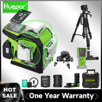 Huepar Osram 3D 12 Lines Laser Level 3x360°Self Leveling High Accuracy ±2mm Adjust Brightness Laser LCD Screen Li-ion Battery
