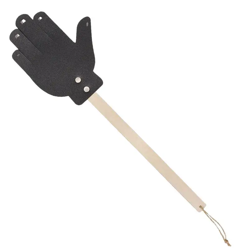 PU Leather Fly Swatter, Doméstico Fly Swatter com cordão, Punho de madeira, Indoor Fly Swatter