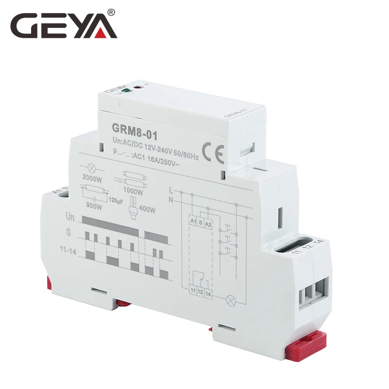 GEYA GRM8 Latching Relay Memory Relay SPDT 16A Step Relay AC230V OR AC/DC12-240V Impulse Relay 12V