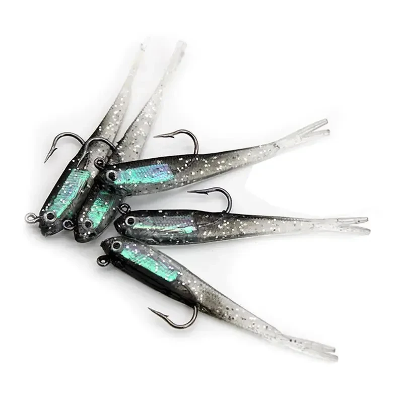 5/10/20/25Pcs Soft Lure 7cm/6g Split Tail Lead Fish Swimbaits with Hooks Silicone Artificial Fishing Bait for Saltwater