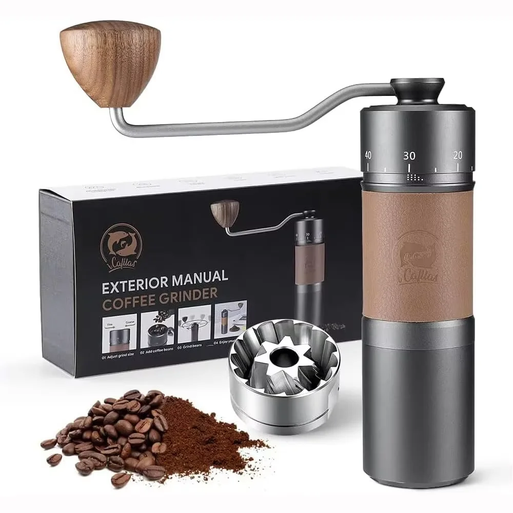 icafilas Manual Coffee Grinder 420 stainless steel 7-core burr coffee bean grinder adjustable grinding thickness anti slip pad