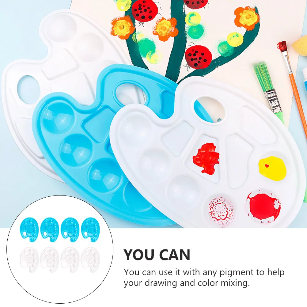 8Pcs Lightweight Plastic Painting Tray Pigment Mixing Board for Artists Students Children Arts Crafts Watercolor Acrylic Color