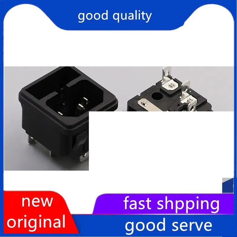 

10pcs original new AC-02 High current AC power socket BEJ 2-in-1 pin socket with fuse, three pins, all copper