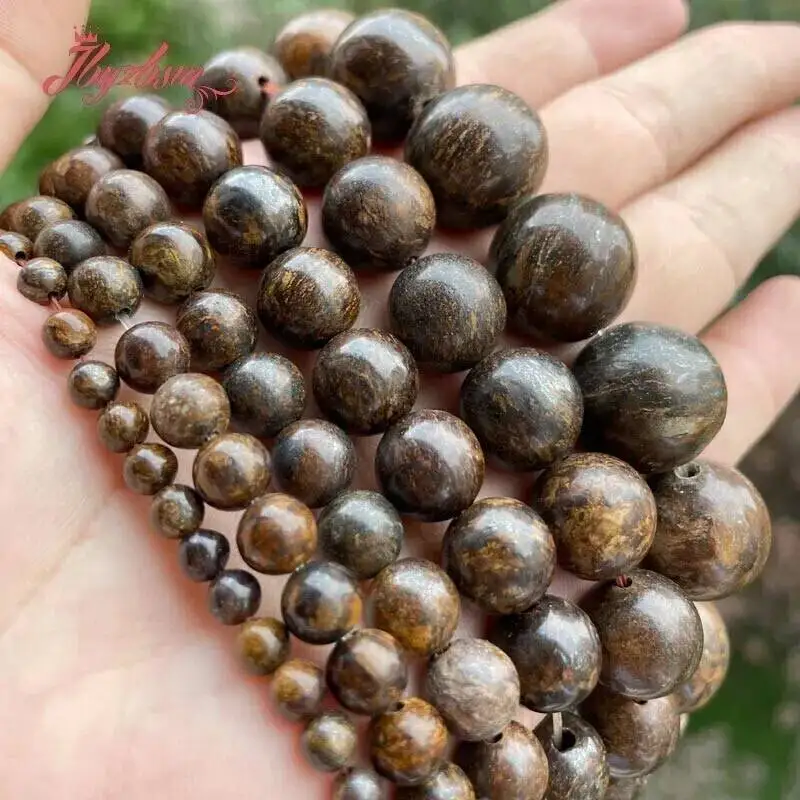4mm/6mm/8mm/10mm Natural Bronzite Round Stone Beads Spacer Strand 15Inches For Necklace Bracelet Jewelry Making DIY Loose Beads