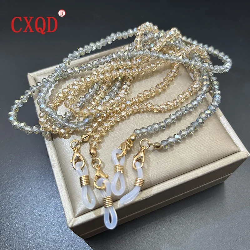 2PC Women's Fashion Beaded Eyeglass Strap Rope 4mm Color Plated Reading Glasses Chain Casual Sunglasses Cords Necklace Gift