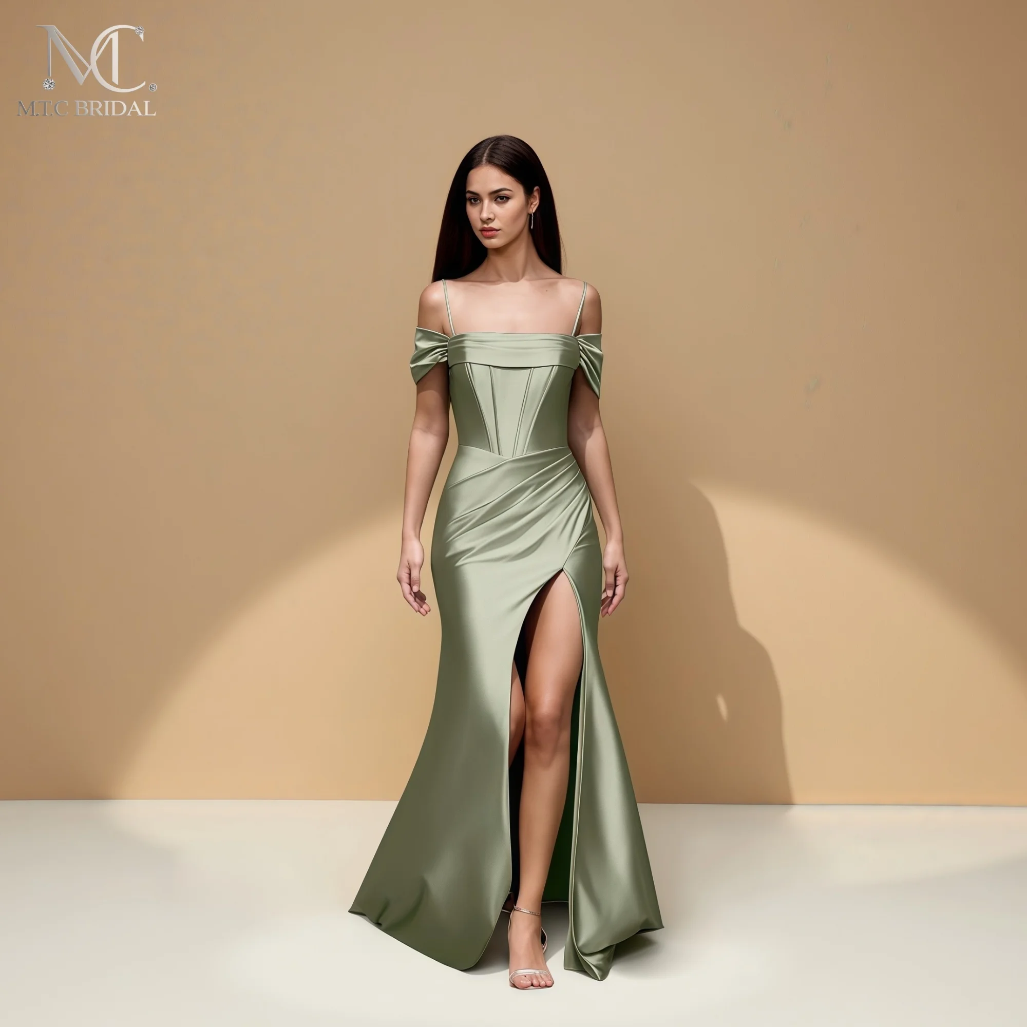 

Длинное вечернее платье-русалка 2026 оптом, цвет шалфейно-зеленый, атласное, больших размеров, для женщин, на выпускной, свадьбу, вечеринку, Vestido De Festa