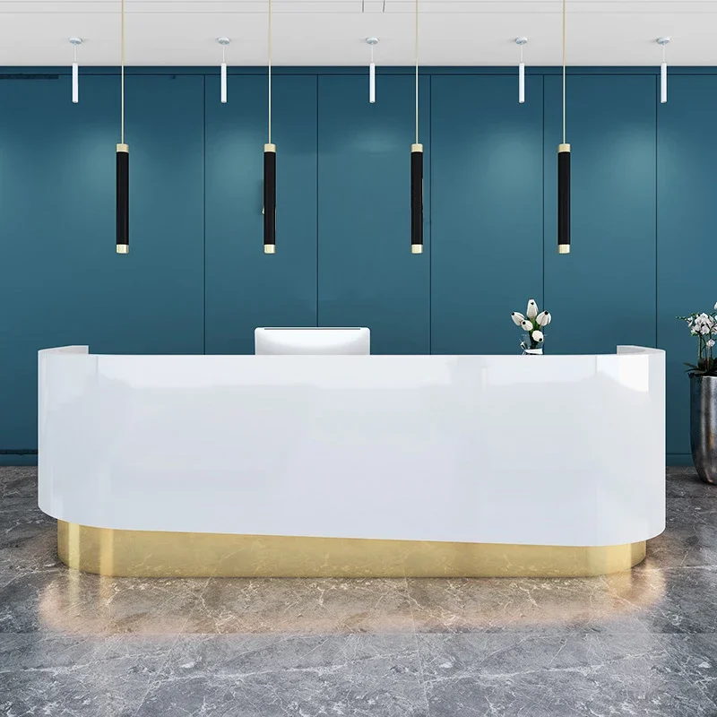 Company Office Reception Desk Paint Curved Creative Bar Counter Cabinet Simple Modern Beauty Salon Front Desk