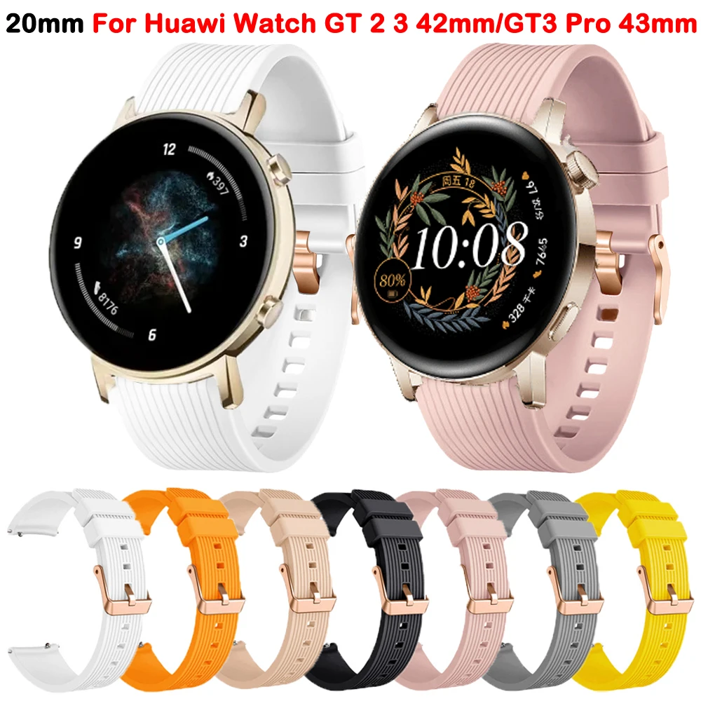 For Huawei GT2 42mm SmartWatch Band For Huawei Watch GT 3 2 42mm/GT3 Pro 43mm Silicone Band Bracelet 22mm Replacement Strap