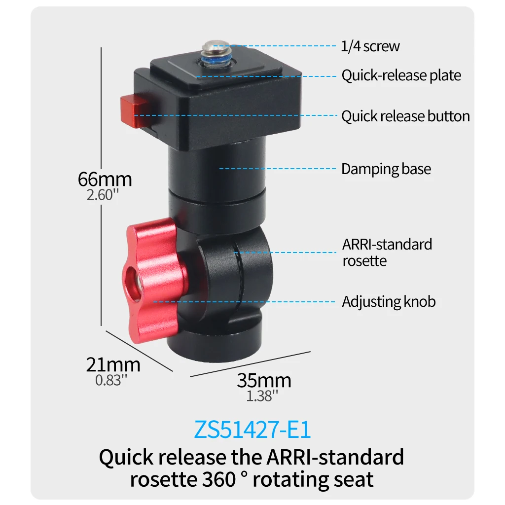 360° Schwenkbarer Schnellverschluss-Stativ-Kugelkopfadapter ARRI-Ausrüstung Magnetische Halterung für GoPro13 Insta360 DJI Action Pocket 4 Kamerahalterung – Detail 18