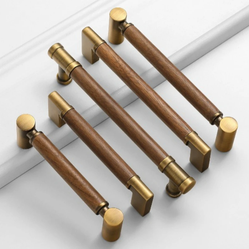 Natural Black Walnut Wood Closet Furniture Handles Wardrobe Cupboard Cabinet Pull Drawer Door Knob Bedroom Kitchen Wooden Handle