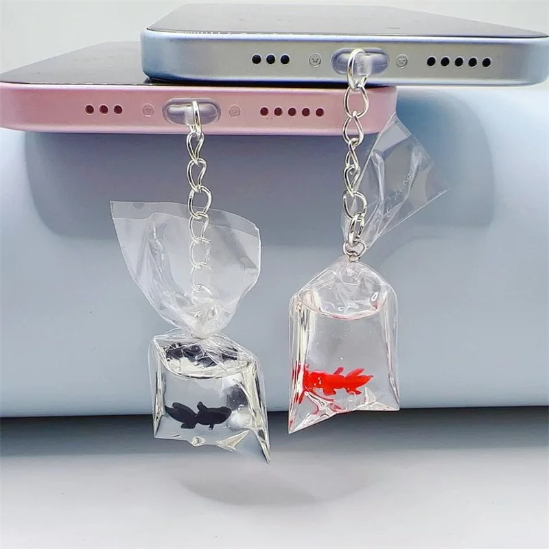 Transparent Resin Goldfish Dust Plug Charm For Airpods Anti Dust Cap Phone Stopper Cute Charge Port Plug For iPhone Type C