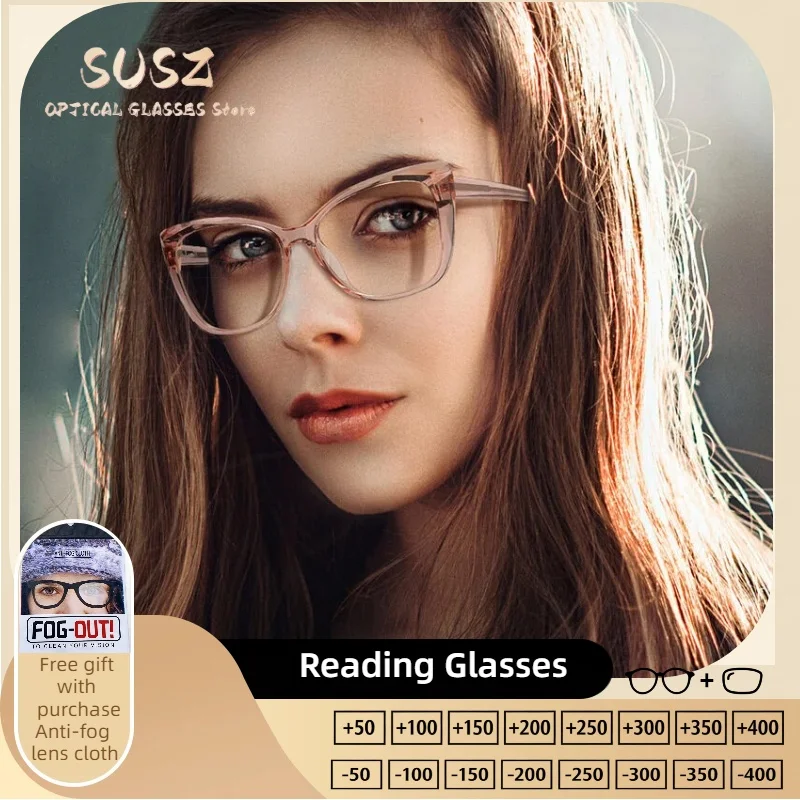 

Очки для чтения SUSZ Vintage Skinny Face Cat Eye, прогрессивные мультифокальные, с защитой от синего света, модные, для коррекции близорукости, по рецепту