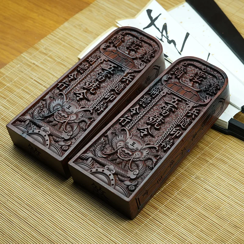 Lightning Strike Jujube Wood Five Thunder Order Large Token Double-sided Engraving Arctic Panlong Pure Hand Engraving Ornaments