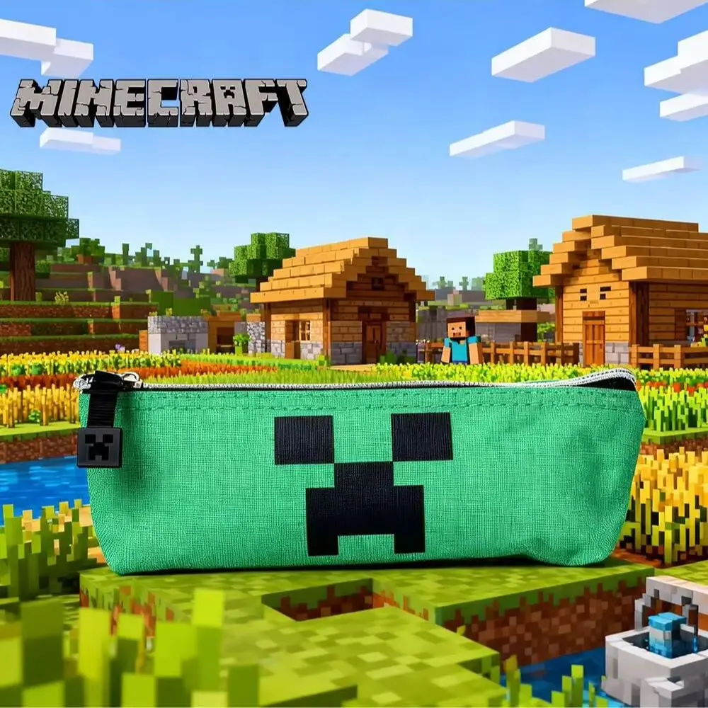 1PC Minecraft Creeper Pencil Case Large Capacity Portable Pencil Bag Simple Stationery Bag Birthday Gift