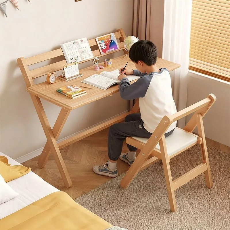 Solid wood folding table Free installation Children's desk Student study Simple household bedroom Small apartment writing