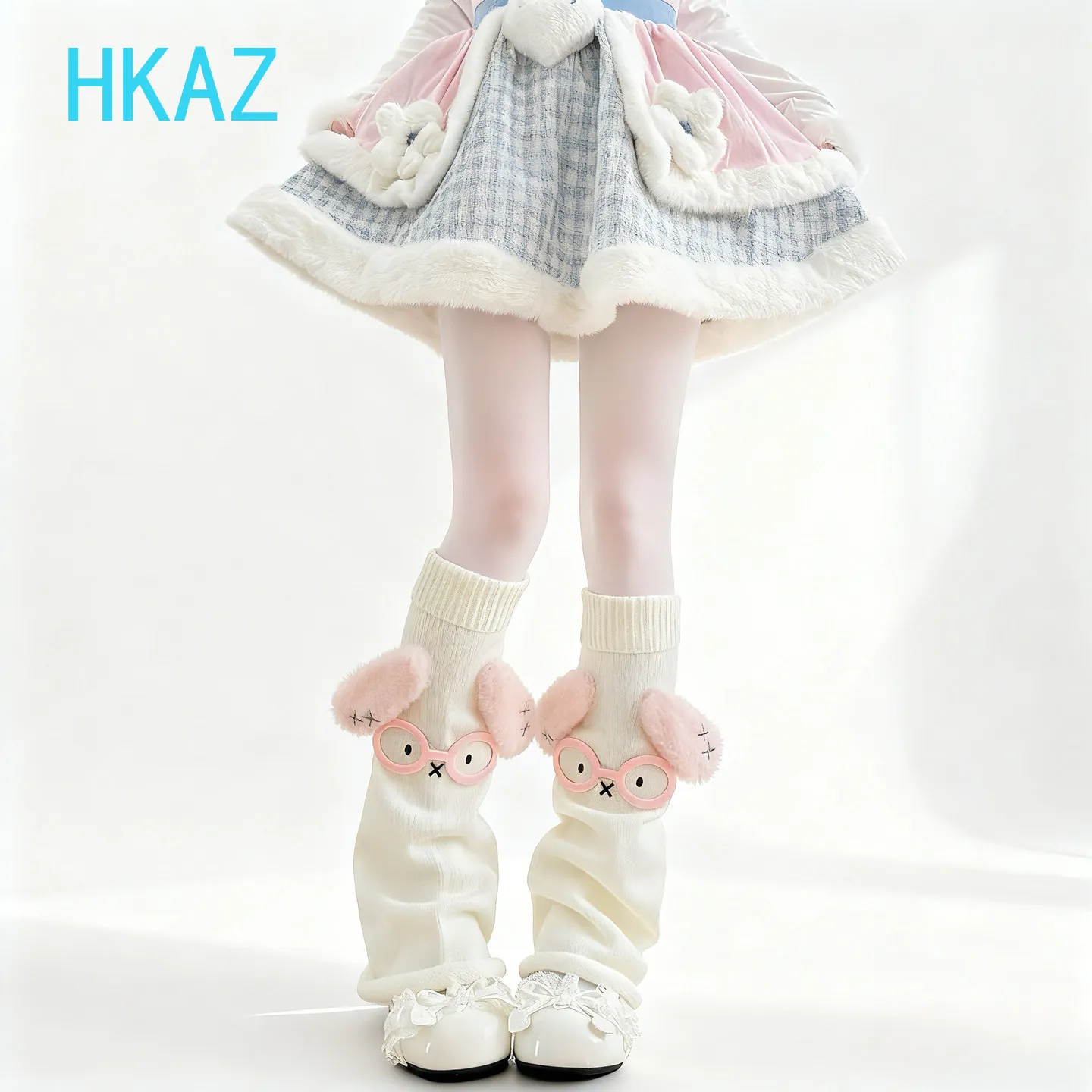 Original Cute Pink Knitted Wide-leg Leg Cover Sweet Girl Autumn and Winter New Warm Thin Horn Stacking Socks Leg Warmers