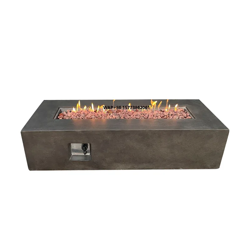 Contemporary Rectangular Fire Pit for Outdoor for Patio and Garden Use Spaces Real Flame Heater
