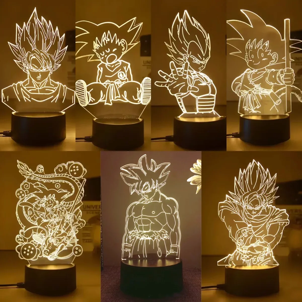 Dragon Ball Nightlight Kids Toys Monkey King Goku Figure LED Night Light Super Saiyan 3D Lamp Christmas Ornaments Birthday Gifts