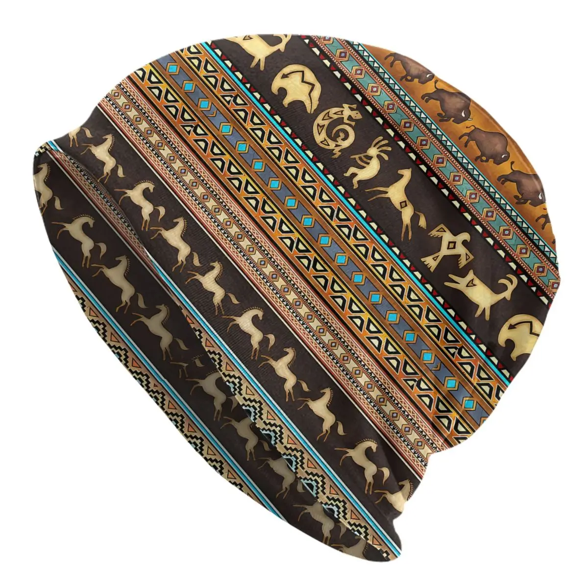 Kokopelli Tribal Skullies Beanies Caps Wild Animals Horse Thin Hat Bonnet Hats Men Hip Hop Ski Cap