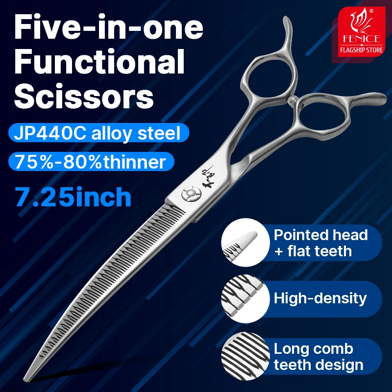 fenice-master-series-725-pouces-ciseaux-fonctionnels-jp440c-ciseaux-a-chunker-incurves-75-80-amincissement-outils-de-toilettage-pour-coupe-de-chien-de-compagnie