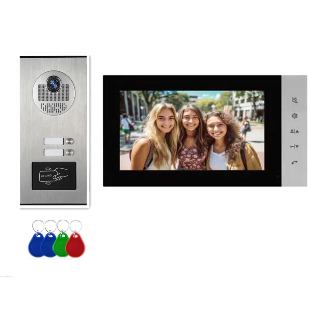 7 Inch IPS Screen 1V2 2MP 1080P Rifd Access Control  Wired Intercom Doorbell Video Door Phone   Visual Door Viewer Camera