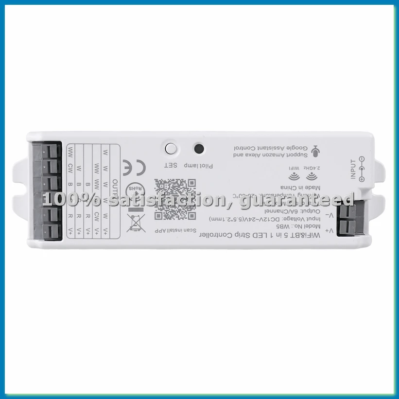 WB5 RF WiFi Bluetooth LED Strip Controller RGB CCT RGBW 5In1 Dimmable DC12-24V Lights Controller for Smart Life APP-AT35