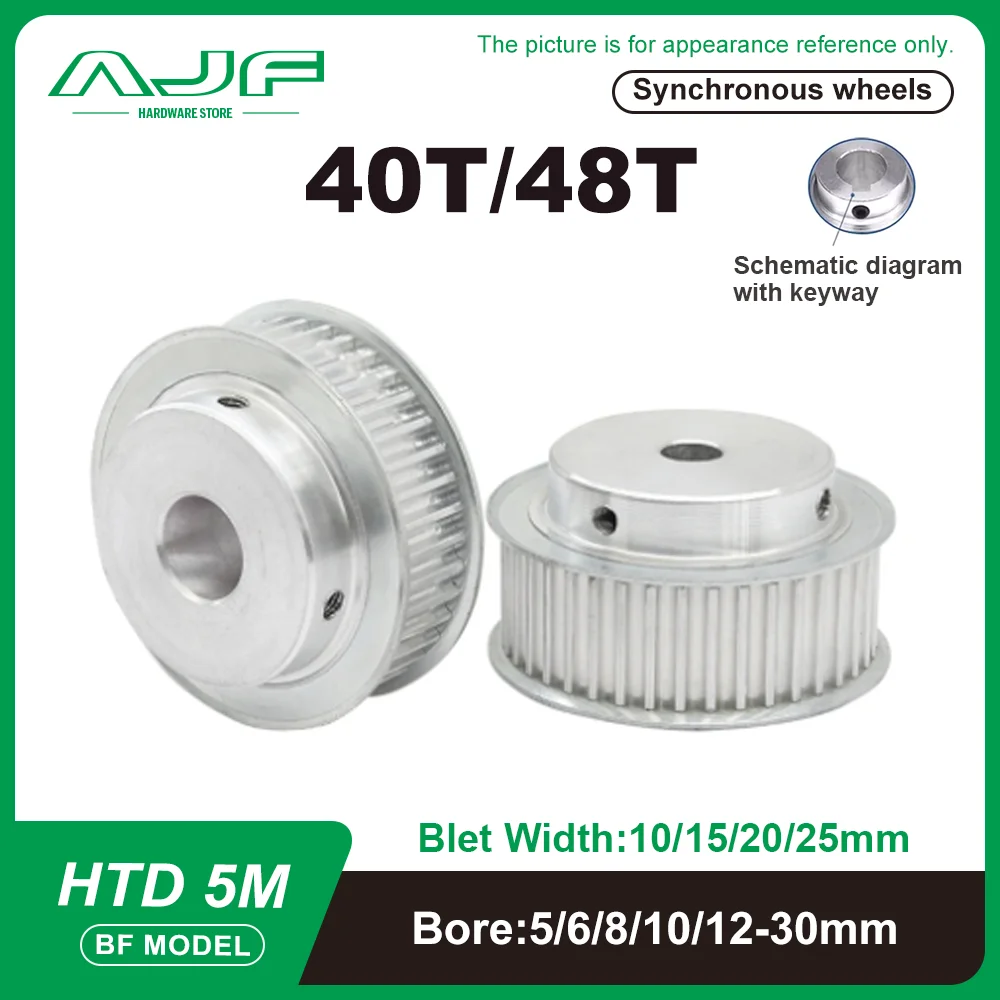 

40Teeth 48Teeth HTD 5M Timing Pulley Bore 5-30mm BF Type 5M-40T 48T Synchronous Pulley Belt Width 10/15/20/25mm Gear Pulley