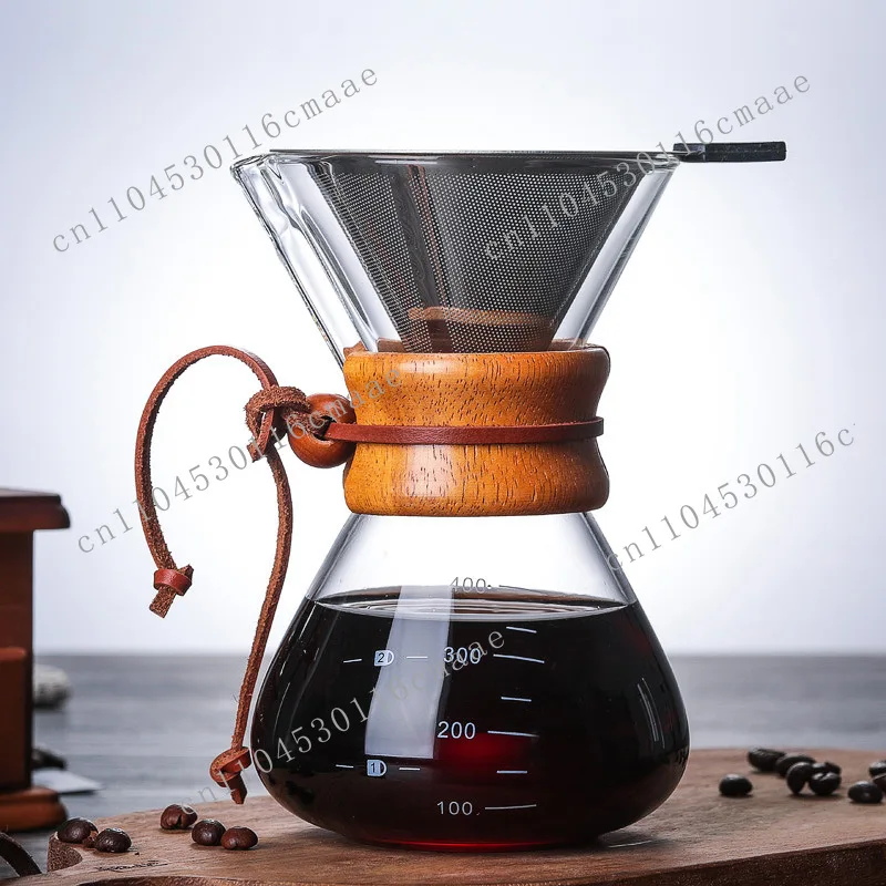 Pyrex coffee coffee sharing wooden handle pour-over high borosilicate glass anti-scalding wooden handle