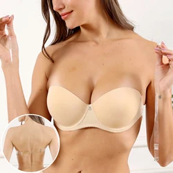 Beauwear Black Seamless Padded Bra With Underwire & Clear Straps & Backless Design