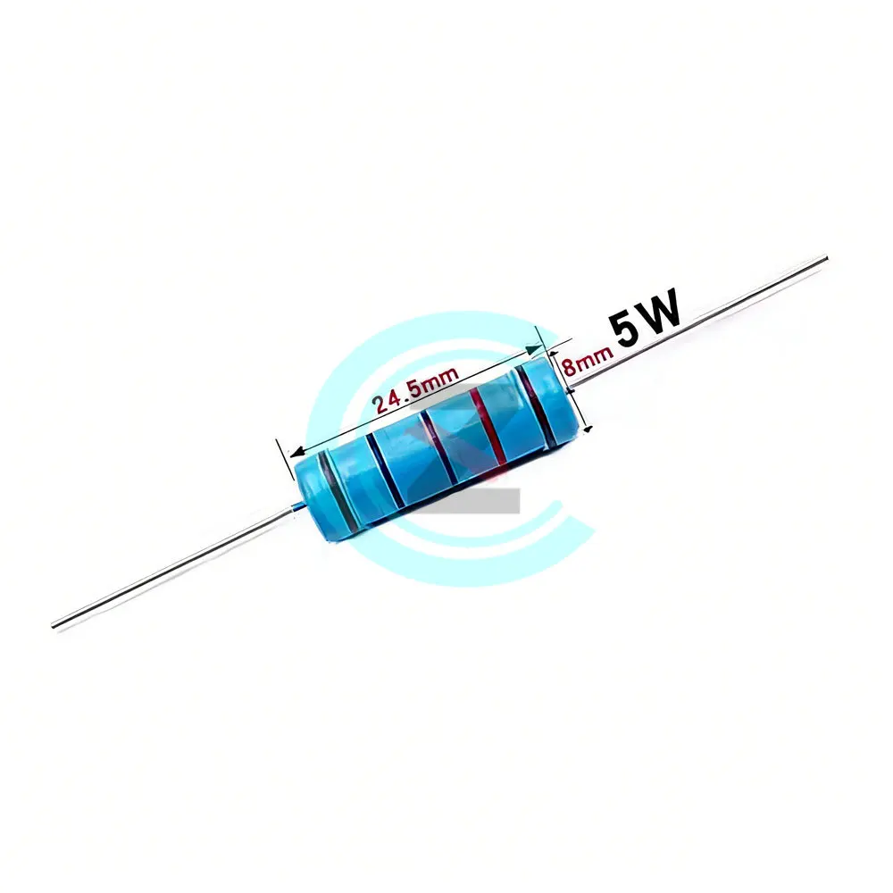 10pcs 5W Metal Film Resistor color Ring Power Resistor 0.1 0.2 0.12R 0.22 2 3M 3.3 4.7 10R 47 100 470 1K 2.2 22K 33 4.7K 100KOhm