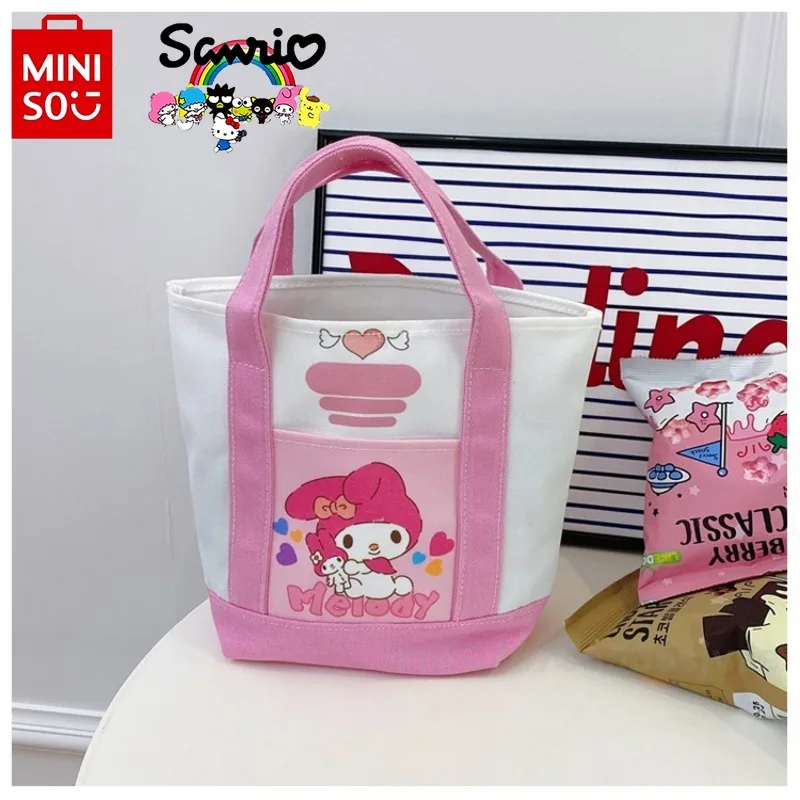 MINISO 2024 New Women's Handbag Fashionable and High Quality Girl's Storage Bag Small and Fresh Versatile Canvas Zero Wallet