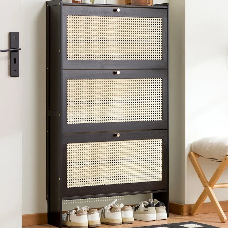 Household shoe cabinet door economical simple modern storage cabinet narrow large capacity tipping bucket small shoe rack