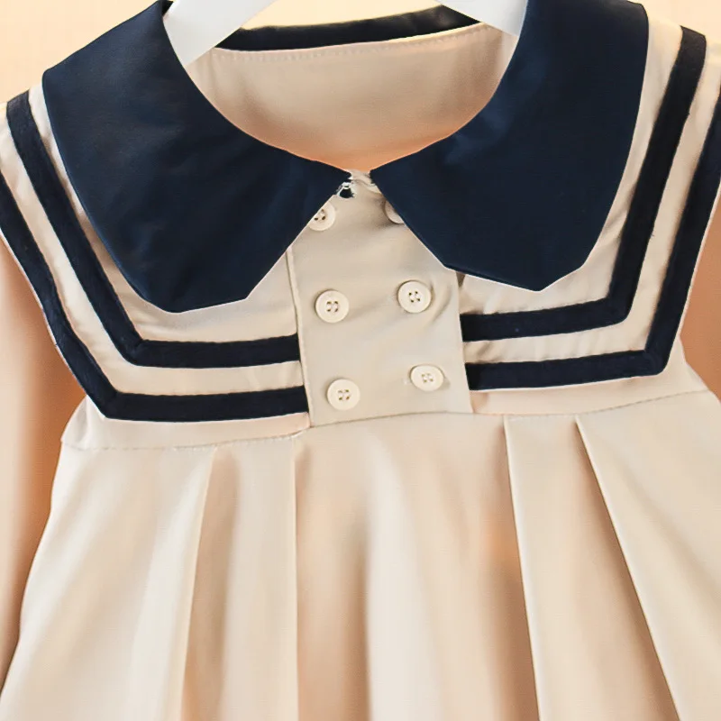 2024 Spring Autumn Toddler Girl Dresses Korean Cute Doll Collar Cotton Long Sleeve Princess Kids Dress Baby Clothes Outfit BC071