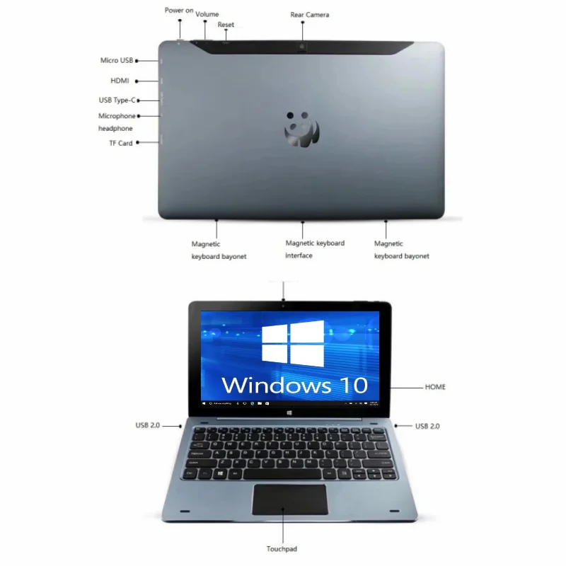 Hot Sale 11.6 INCH 4GBDDR+128GB 2in1 Tablets With Docking Keyboard Windows 10 CPU x5-8300 Tablet PC 1920*1080IPS HDMI-Compatible