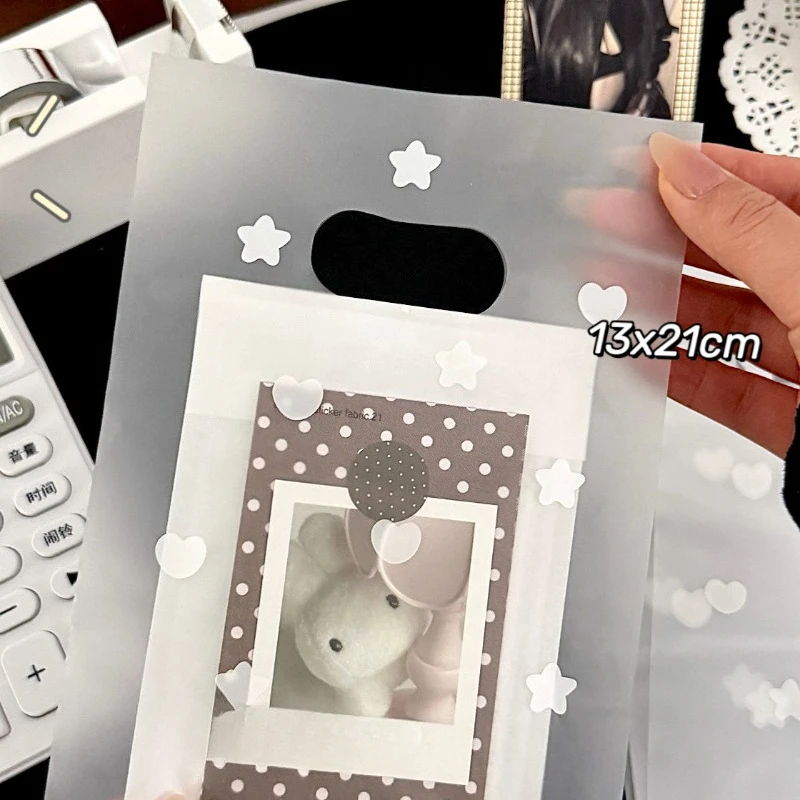 10pcs Ins Frosted Star Heart Gift Bag Aesthetic Tote Fo Materials Large Capacity Packaging Bags for Presents Cute Plastic Bags