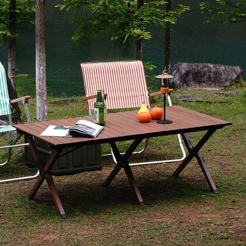 

Aluminum Alloy Egg Roll Table Outdoor Camping Picnic Stable Folding Portable Camping Tables Convenient Camping Furnishings