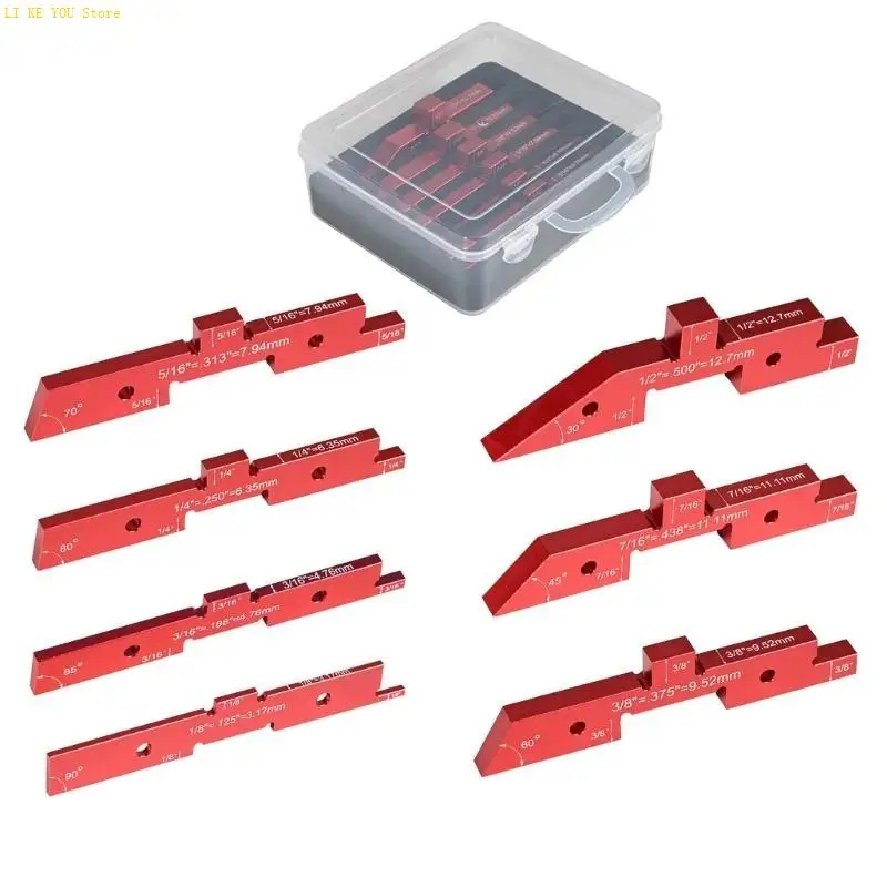 W3JE 7Pcs Router Table Setup Bar Setup Blocks Height Gauge Set Angled Woodworking Set