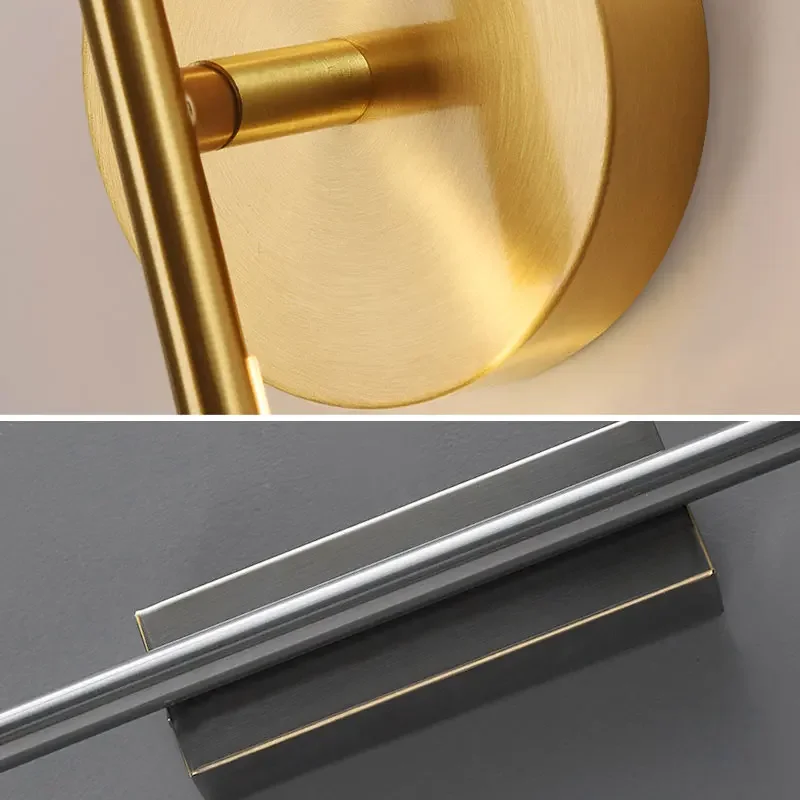 Современные минималистичные светодиодные зеркальные настенные светильники для спальни, ванной комнаты, украшения дома, скандинавские прикроватные светильники для гостиной, настоящие медные бра