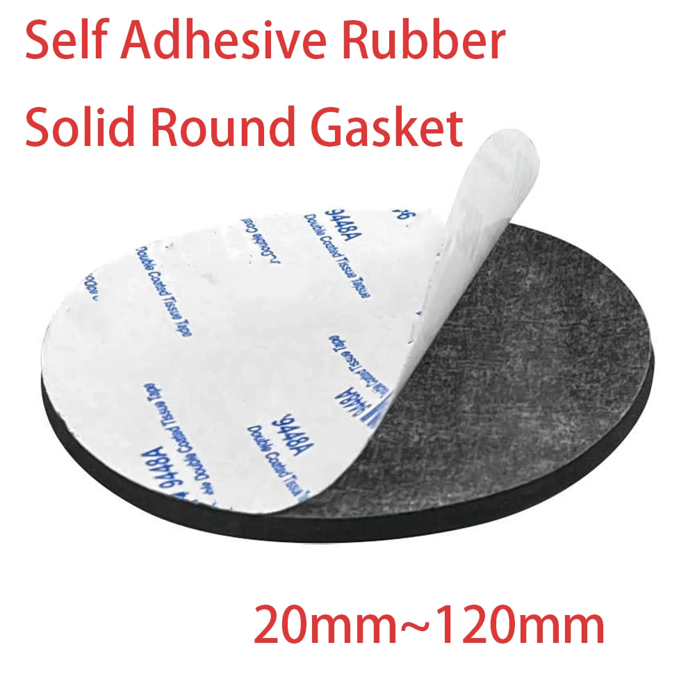10-20Pc Dia 20mm-120mm Black Round Rubber Spacer Self Adhesive Backing Rubber Furniture Pads Cabinet Feet Leg Gaskets Thick 10mm