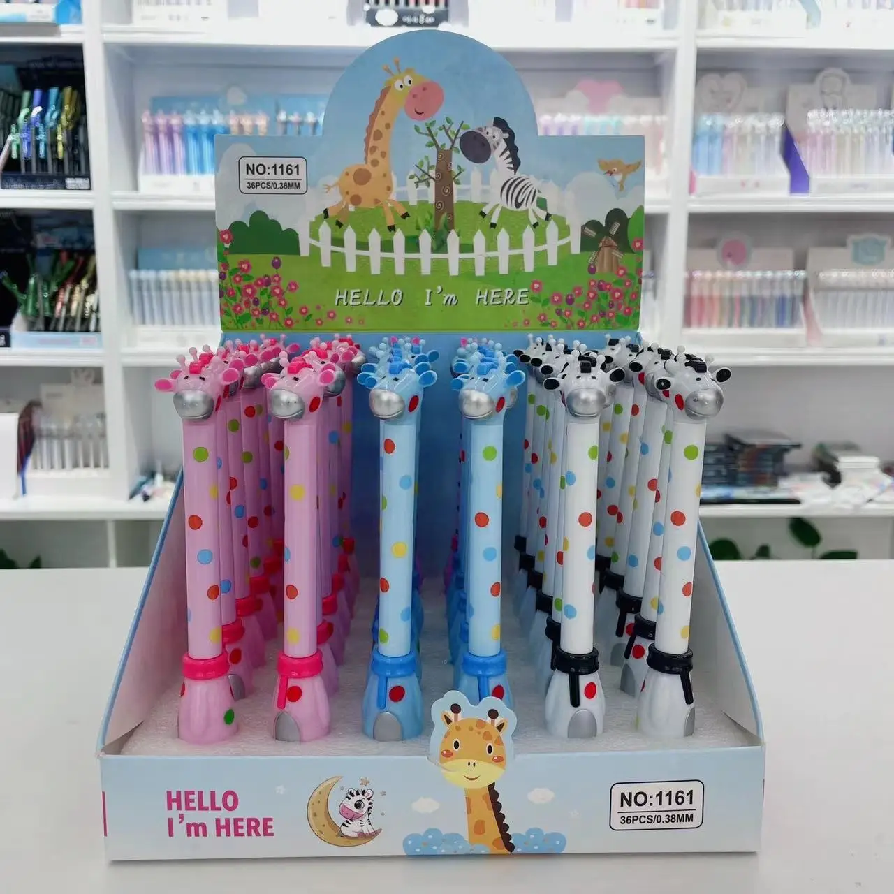 

36 pcs/lot Creative Giraffe Standing Gel Pen Cute 0.38mm Black Ink Neutral Pens For Writing Office School Supplies