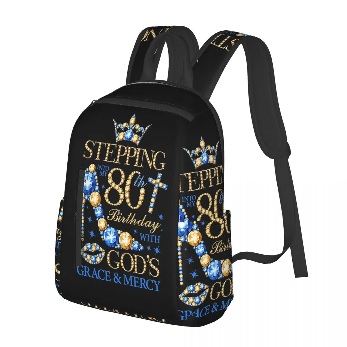 

80th Birthday Stepping Into My 80Th Birthday Ladys Student Backpack School Bag Hiking Travel Daypack Bookbag Shoulder Bags