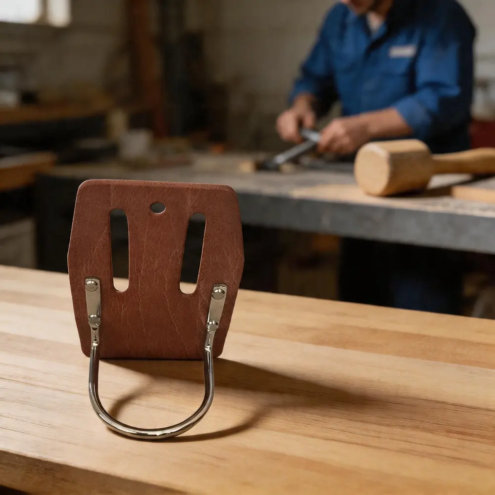 Heavy Duty Leather Hammer Loop For Tool Belts With Reinforced Steel Ring For Carpenters And Contractors Secure Grip For Gloves