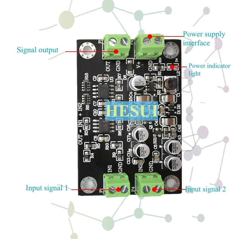 Two-way adder analog operation signal in phase addition module 1:1 adder