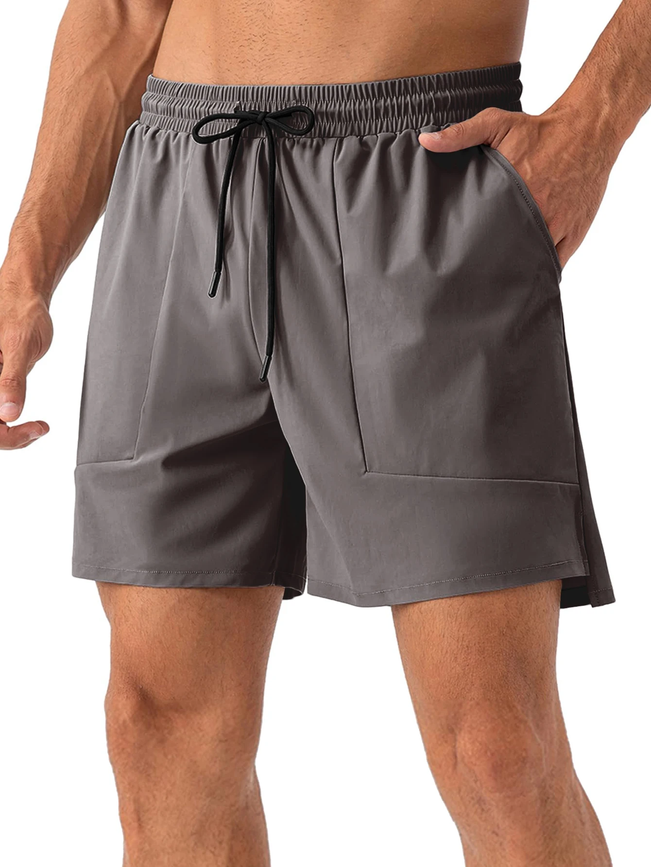 Men's Quick Dry Athletic Shorts, Elastic Waist Drawstring Workout Shorts with Pockets, Lightweight Breathable Gym Running Shorts
