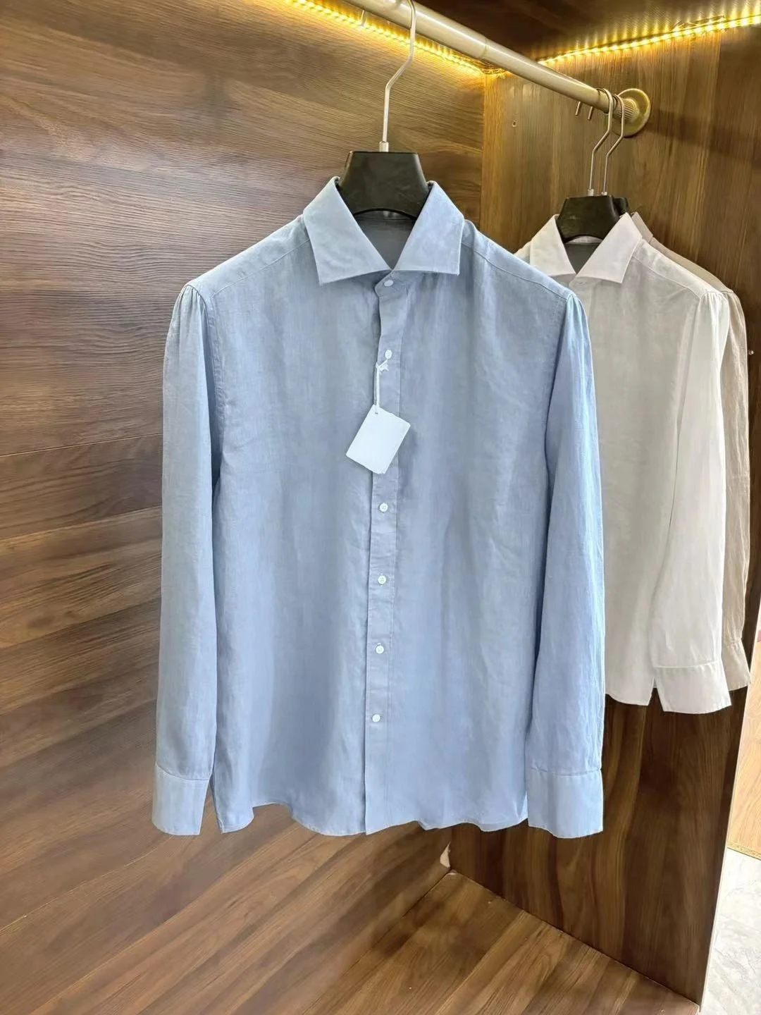 

Men's Busin irt BC Version Summer New 00% Linen Long Sve Simple Collar Classic Fit Youth Faion Casual Workwear